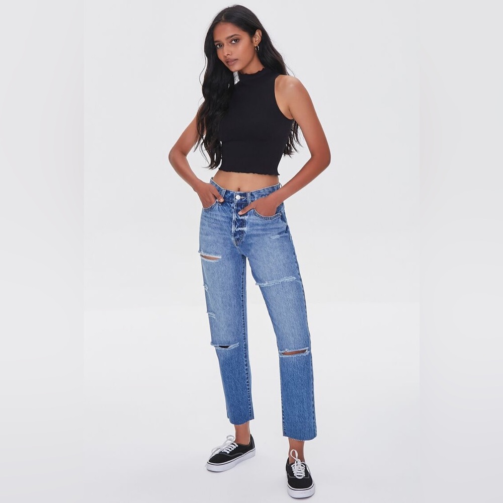 NWT Forever 21 Ripped Mom Jeans